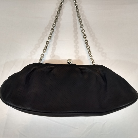 BLACK EVENING CLUTCH w/ Chain by FRANCHI - Picture 3 of 8